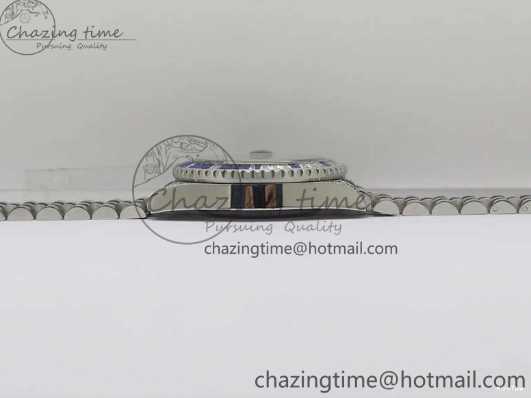 MiroTime 0401 GMT-Master II White Blue Diamonds Bezel 904L Steel GMF Best Edition Black Dial On Jubilee Bracelet SA3285 CHS V Original 2579